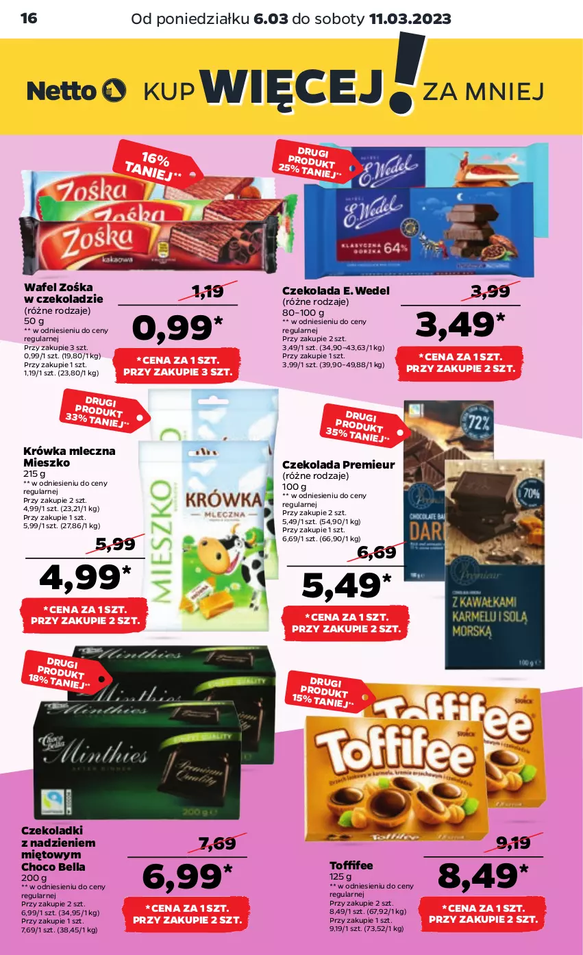 Gazetka promocyjna Netto - Artykuły spożywcze - ważna 06.03 do 11.03.2023 - strona 16 - produkty: Bell, Bella, Czekolada, E. Wedel, Toffifee