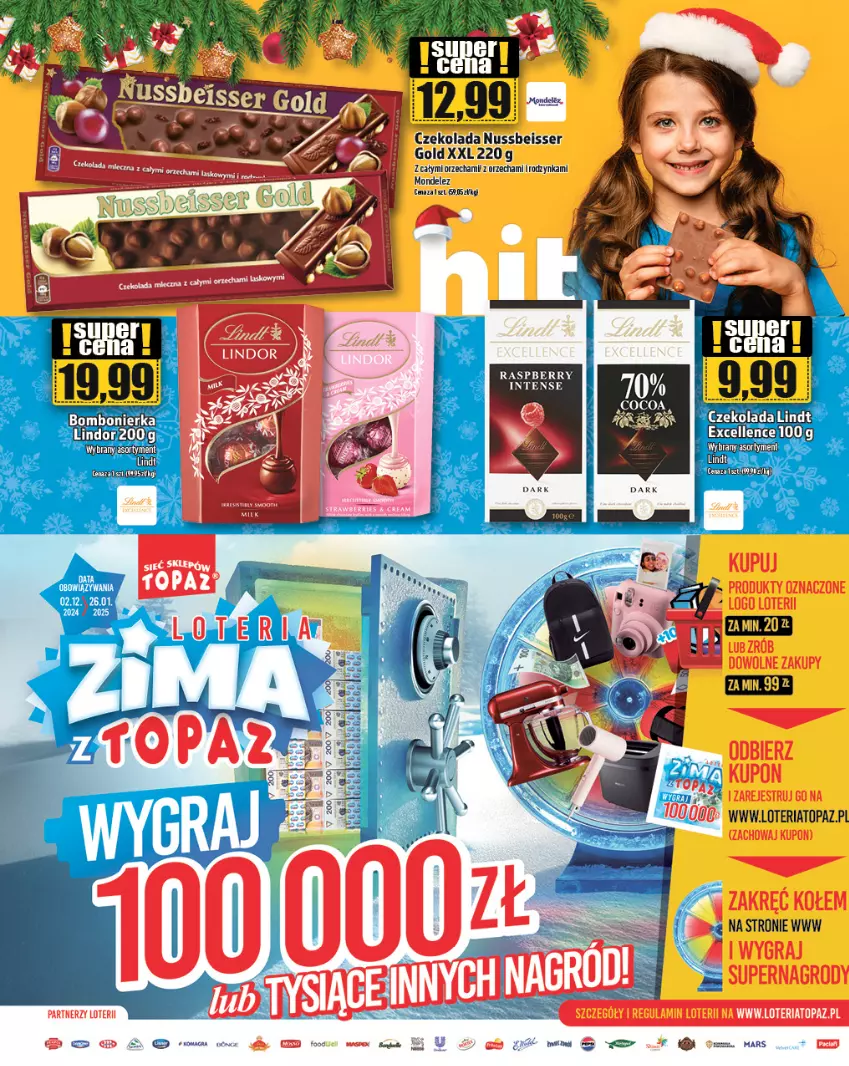 Gazetka promocyjna Topaz - Gazetka - ważna 19.12 do 25.12.2024 - strona 23 - produkty: Czekolada, Lindor, Lindt, Mars, Ser, Top