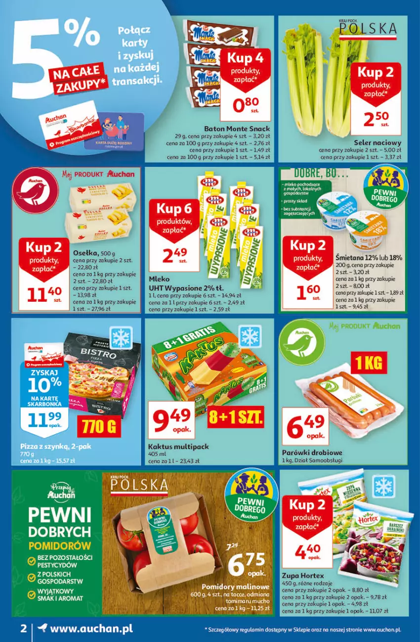 Gazetka promocyjna Auchan - Oszczędzanie w wersji Maxi Paki Moje Auchan - ważna 16.09 do 22.09.2021 - strona 2 - produkty: Baton, Kaktus, Mleko, Monte, Parówki, Seler naciowy