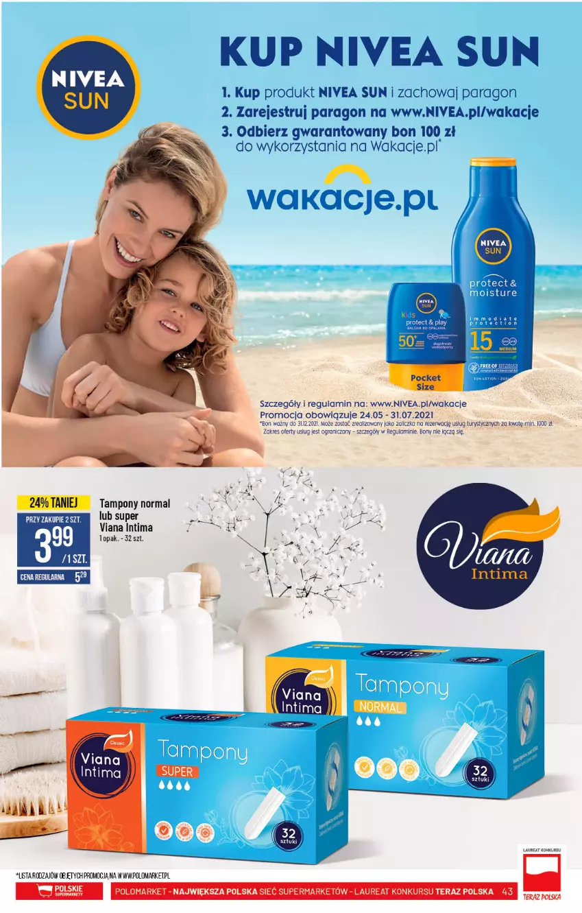 Gazetka promocyjna PoloMarket - Gazetka pomocyjna - ważna 23.06 do 29.06.2021 - strona 43 - produkty: Gra, Laur, Nivea, Tampony, Tera