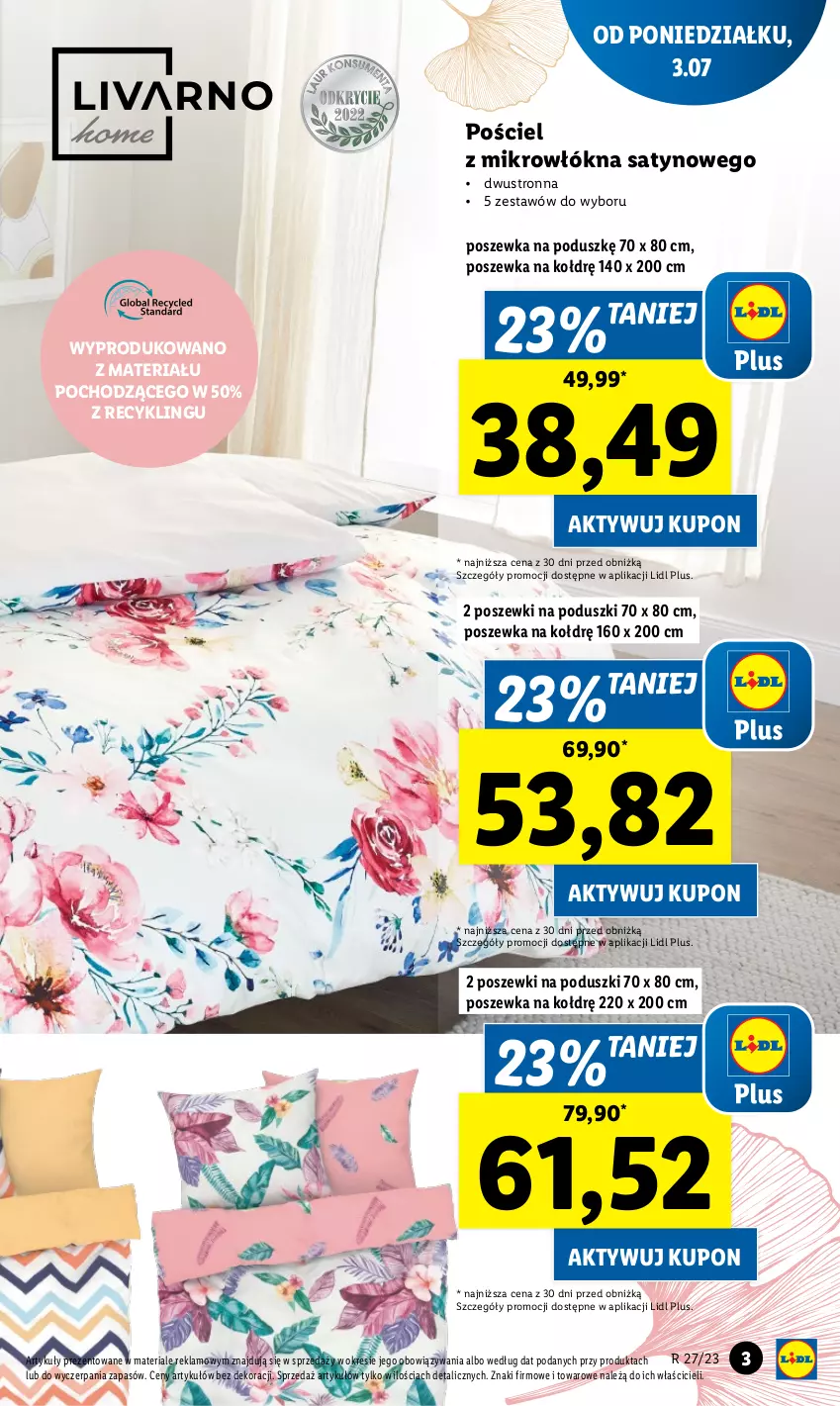 Gazetka promocyjna Lidl - GAZETKA - ważna 03.07 do 08.07.2023 - strona 3 - produkty: Control, Pościel, Poszewka