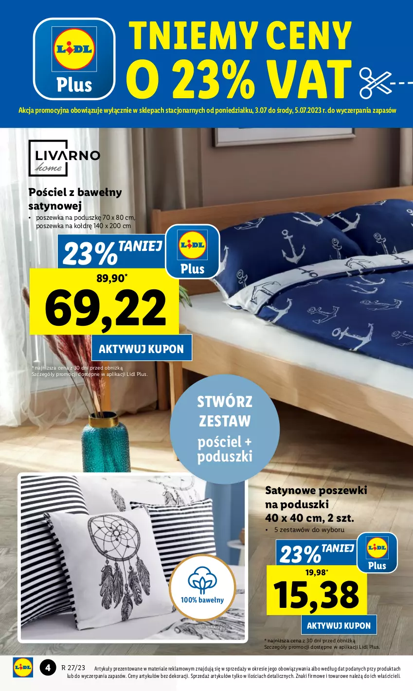 Gazetka promocyjna Lidl - GAZETKA - ważna 03.07 do 08.07.2023 - strona 4 - produkty: Pościel, Poszewka