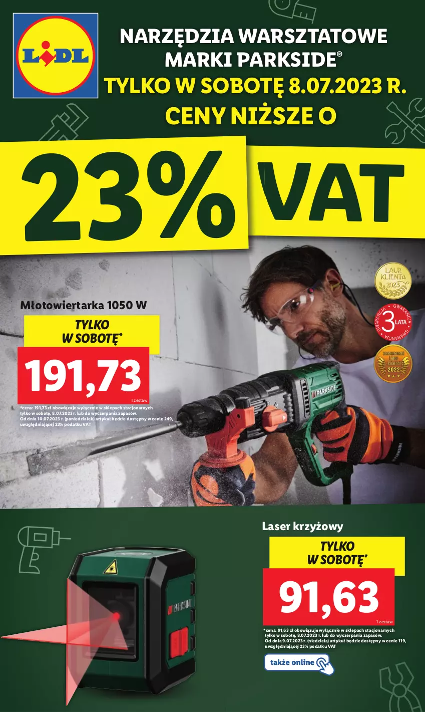 Gazetka promocyjna Lidl - GAZETKA - ważna 03.07 do 08.07.2023 - strona 54 - produkty: Laser krzyżowy, Młot, Młotowiertarka, Parkside, Ser, Tarka, Wiertarka