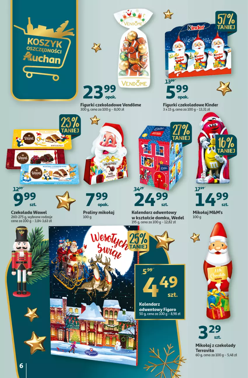 Gazetka promocyjna Auchan - Gazetka Koszyk Oszczędności Auchan Hipermarkety - ważna 17.11 do 23.11.2022 - strona 6 - produkty: Czekolada, Kalendarz, Kalendarz adwentowy, Kinder, Wawel