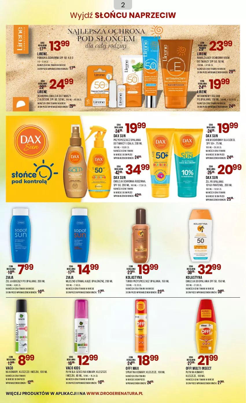 Gazetka promocyjna Drogerie Natura - Gazetka Drogerie Natura - ważna 23.05 do 04.06.2025 - strona 2 - produkty: DAX, Dzieci, Emulsja, Krem do twarzy, Lirene, Mleczko, Ochronny krem, Ziaja