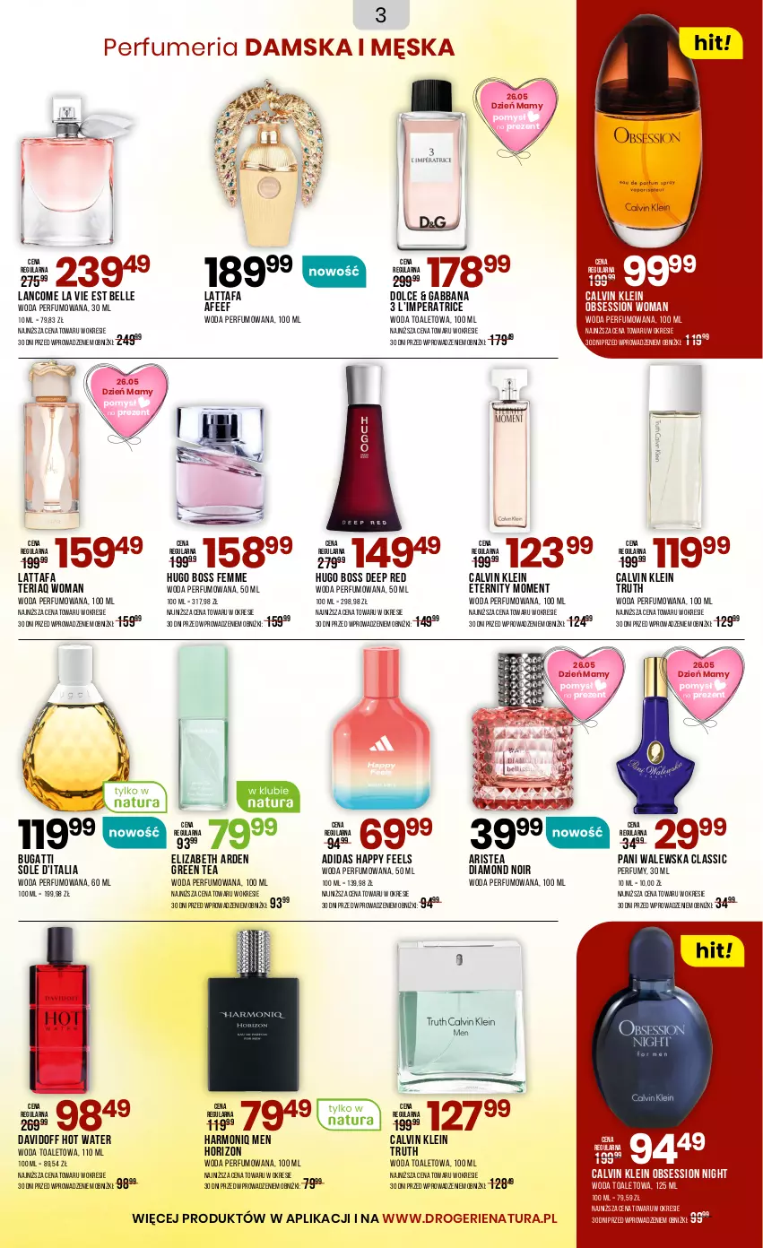 Gazetka promocyjna Drogerie Natura - Gazetka Drogerie Natura - ważna 23.05 do 04.06.2025 - strona 3 - produkty: Adidas, Bell, Calvin Klein, Davidoff, Elizabeth Arden, Fa, Hugo Boss, Perfum, SESSIO, Woda, Woda perfumowana, Woda toaletowa