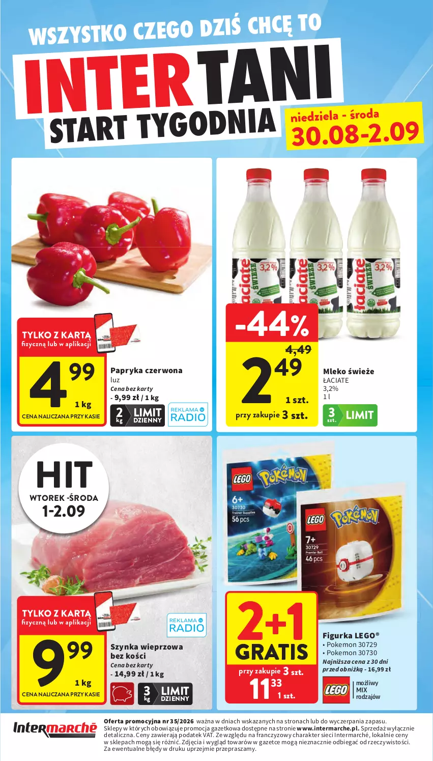 Gazetka promocyjna Intermarche - Gazetka promocyjna - ważna 27.08 do 02.09.2026 - strona 44 - produkty: Gra, LEGO, Mleko, Papryka, Papryka czerwona, Szynka, Szynka wieprzowa