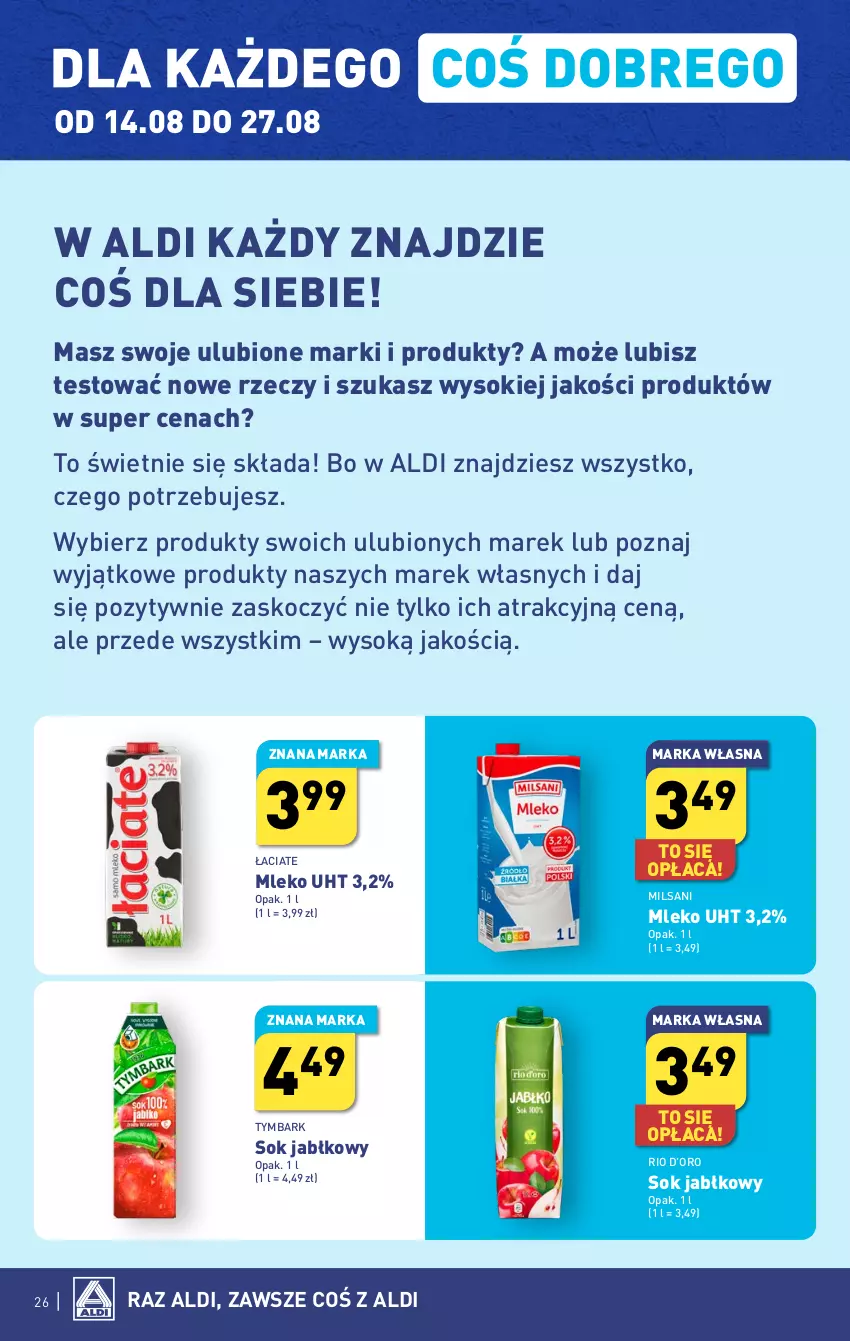 Gazetka promocyjna Aldi - Pełna oferta - ważna 07.08 do 12.08.2023 - strona 26 - produkty: Koc, Mleko, Sok, Sok jabłkowy, Tymbark