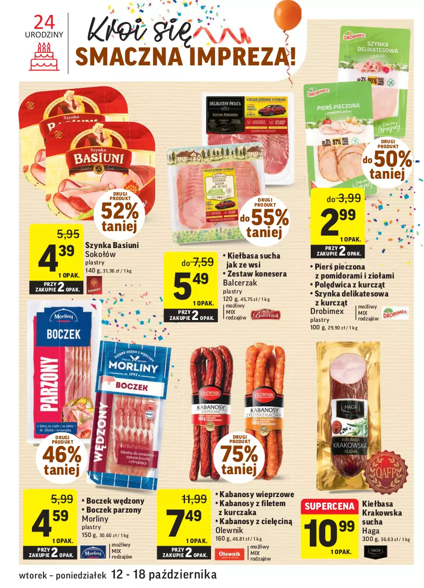 Gazetka promocyjna Intermarche - Gazetka promocyjna - ważna 12.10 do 18.10.2021 - strona 16 - produkty: Boczek, Drobimex, Kabanos, Kiełbasa, Kurczak, Morliny, Olewnik, Piec, Polędwica, Ser, Sok, Sokołów, Szynka, Szynka delikatesowa