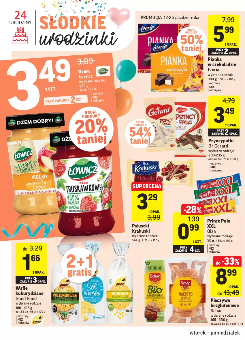 Gazetka promocyjna Intermarche - Gazetka promocyjna - ważna 12.10 do 18.10.2021 - strona 32 - produkty: Dr Gerard, Dżem, Gra, Krakus, Krakuski, Pianka w czekoladzie, Piec, Pieczywo, Prince Polo, Wafle