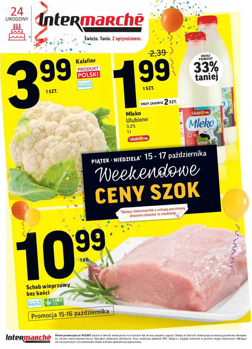 Gazetka promocyjna Intermarche - Gazetka promocyjna - ważna 12.10 do 18.10.2021 - strona 48 - produkty: Kalafior, Mleko