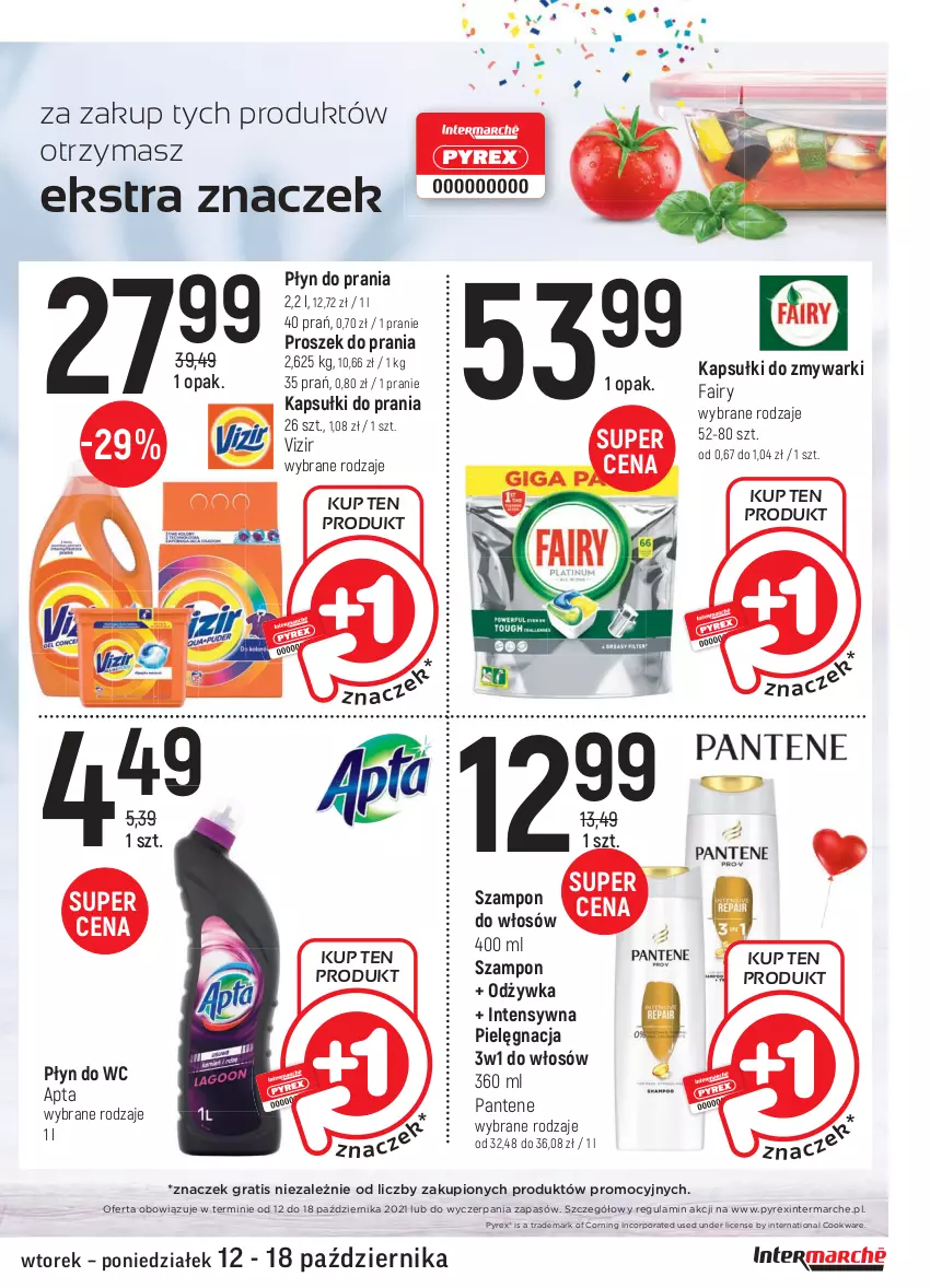 Gazetka promocyjna Intermarche - Gazetka promocyjna - ważna 12.10 do 18.10.2021 - strona 9 - produkty: Fa, Fairy, Gra, Kapsułki do prania, Odżywka, Pantene, Płyn do prania, Płyn do wc, Por, Proszek do prania, Szampon, Vizir, Zmywarki