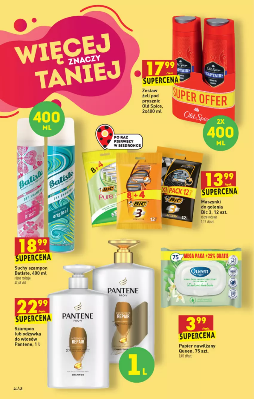 Gazetka promocyjna Biedronka - W tym tygodniu PN - ważna 05.08 do 12.08.2021 - strona 44 - produkty: Batiste, BIC, Odżywka, Old Spice, Pantene, Papier, Suchy szampon, Szampon