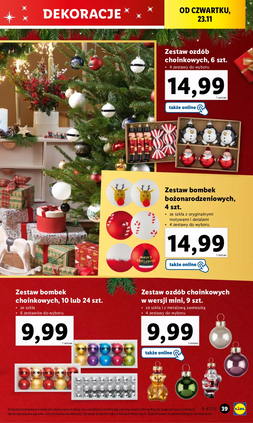 Gazetka promocyjna Lidl - GAZETKA - ważna 20.11 do 25.11.2023 - strona 43 - produkty: Gin, Zestaw bombek