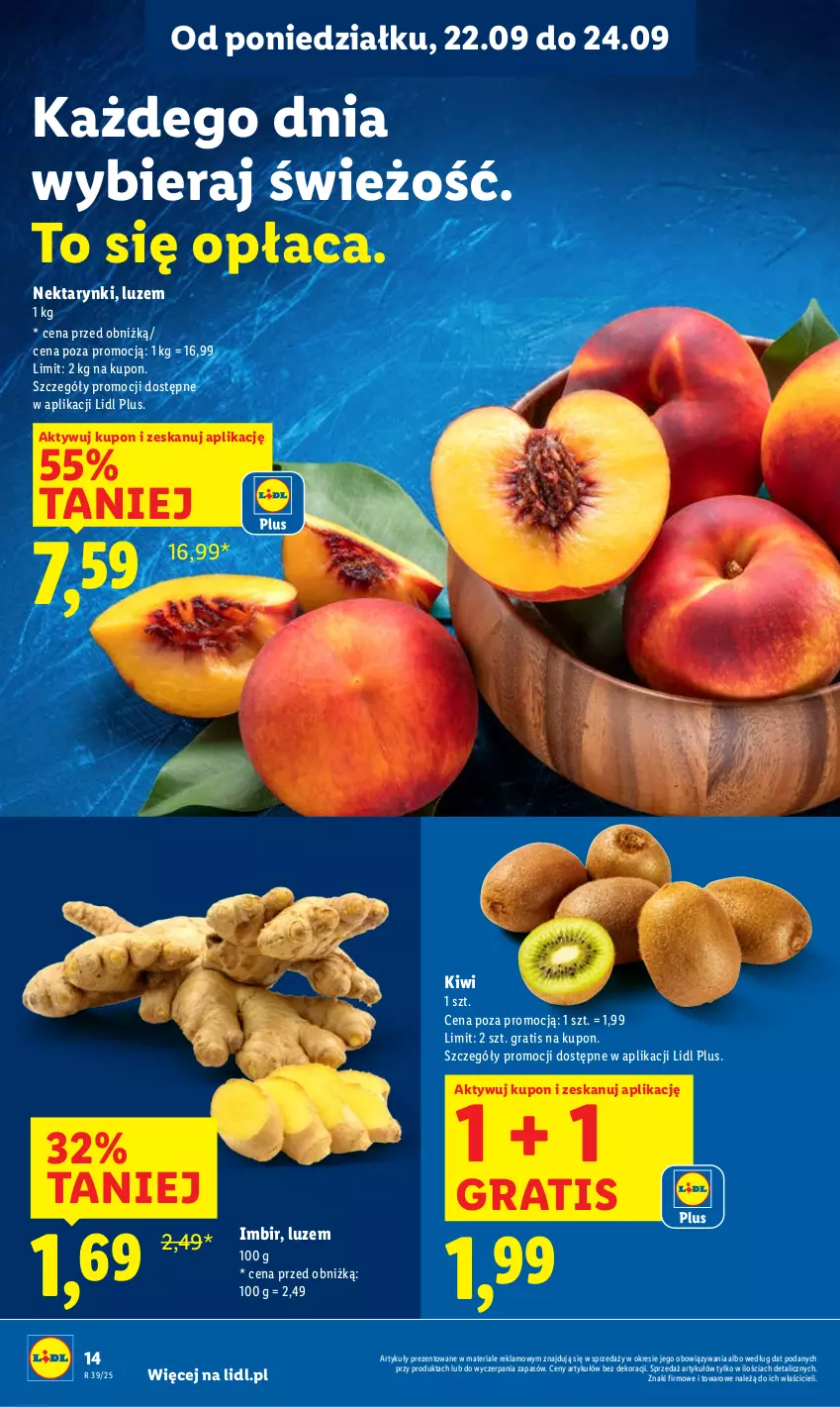Gazetka promocyjna Lidl - GAZETKA - ważna 22.09 do 24.09.2025 - strona 20 - produkty: Gra, Imbir, Kiwi, Nektar