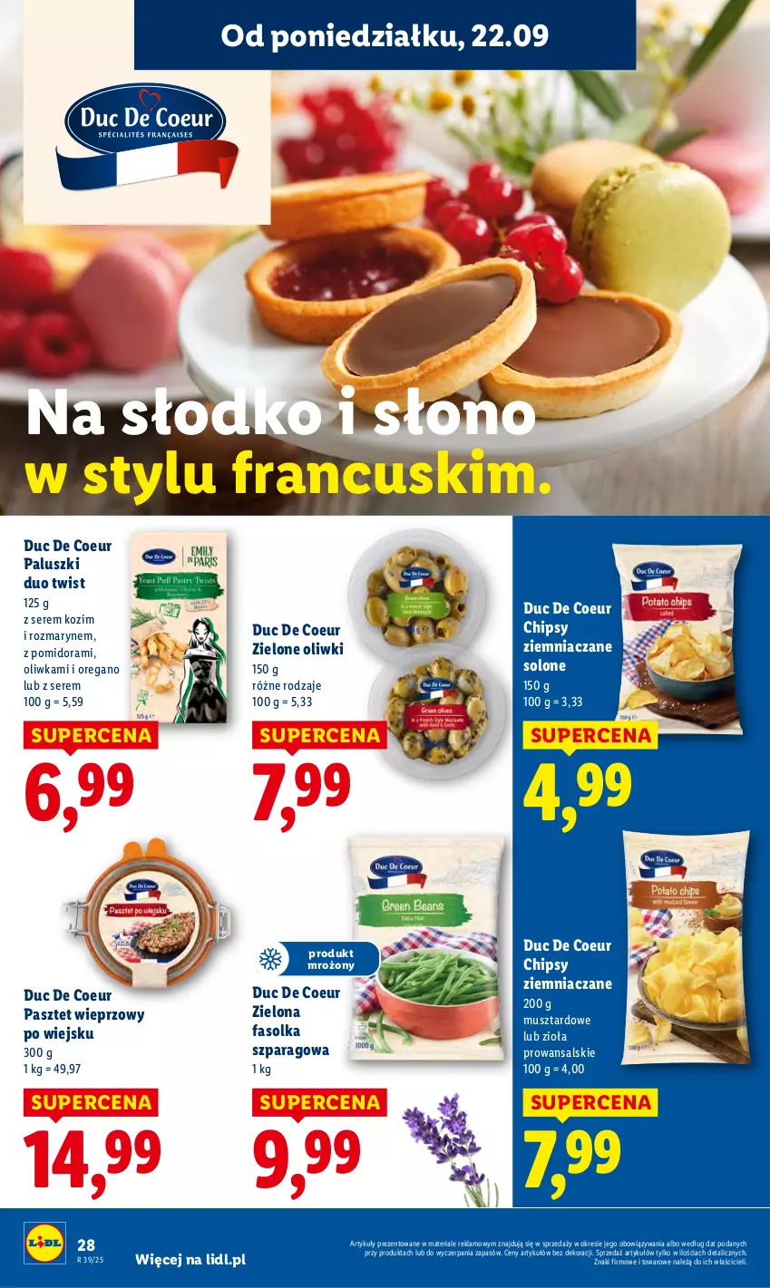 Gazetka promocyjna Lidl - GAZETKA - ważna 22.09 do 24.09.2025 - strona 34 - produkty: Chipsy, Fa, Mus, Oliwki, Pasztet, Ser
