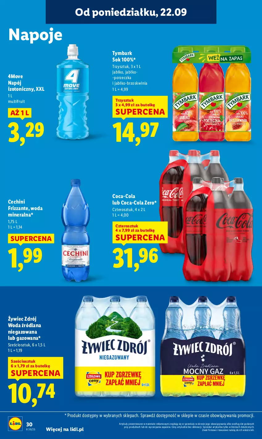 Gazetka promocyjna Lidl - GAZETKA - ważna 22.09 do 24.09.2025 - strona 36 - produkty: Coca-Cola, LANA, Napój, Napój izotoniczny, Napoje, Por, Sok, Tymbark, Woda, Woda mineralna