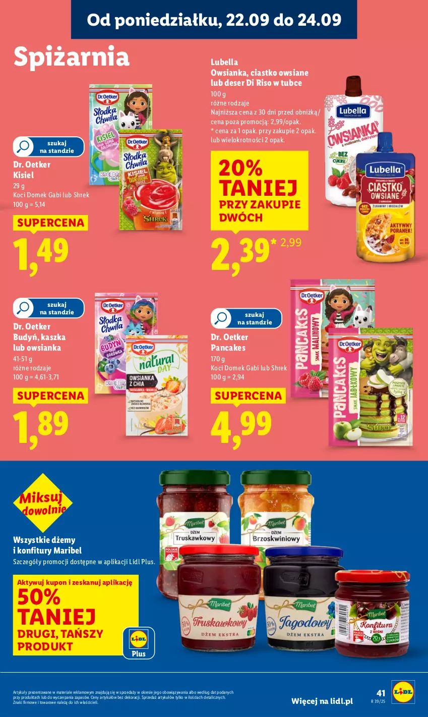 Gazetka promocyjna Lidl - GAZETKA - ważna 22.09 do 24.09.2025 - strona 49 - produkty: Bell, Bella, Budyń, Deser, Dr. Oetker, Dżem, Kisiel, Koc, Lubella, Owsianka, Ser