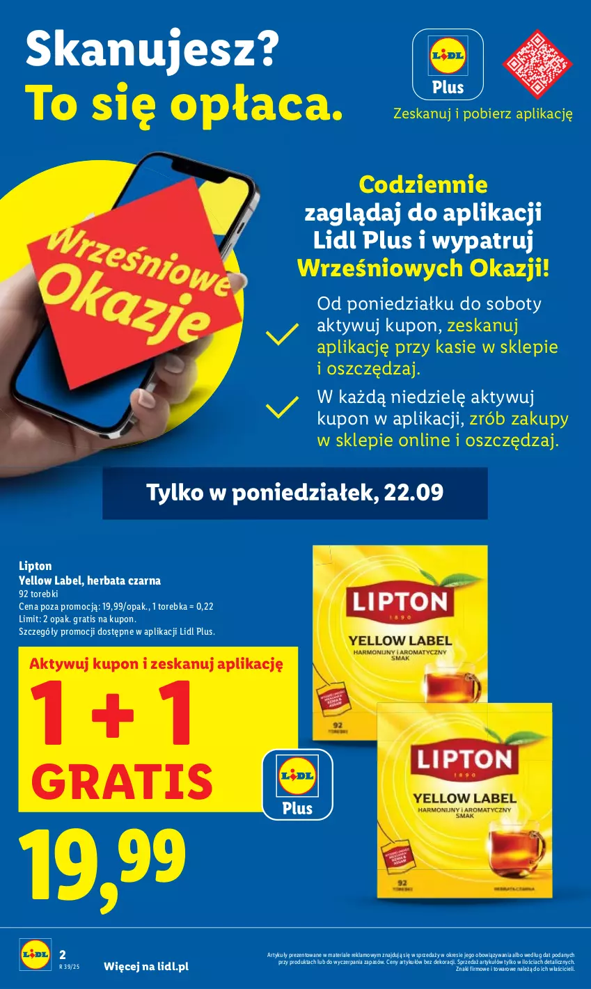Gazetka promocyjna Lidl - GAZETKA - ważna 22.09 do 24.09.2025 - strona 6 - produkty: Gra, Herbata, Herbata czarna, Lipton, Torebka