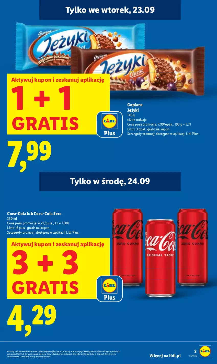 Gazetka promocyjna Lidl - GAZETKA - ważna 22.09 do 24.09.2025 - strona 7 - produkty: Coca-Cola, Goplana, Gra, Jeżyki, LANA