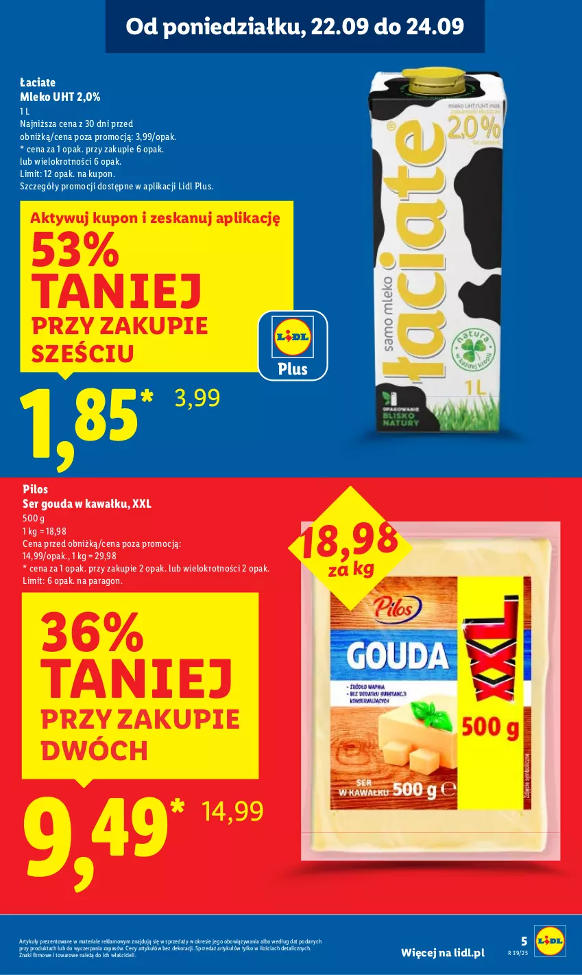 Gazetka promocyjna Lidl - GAZETKA - ważna 22.09 do 24.09.2025 - strona 9 - produkty: Gouda, Kawa, Mleko, Pilos, Ser