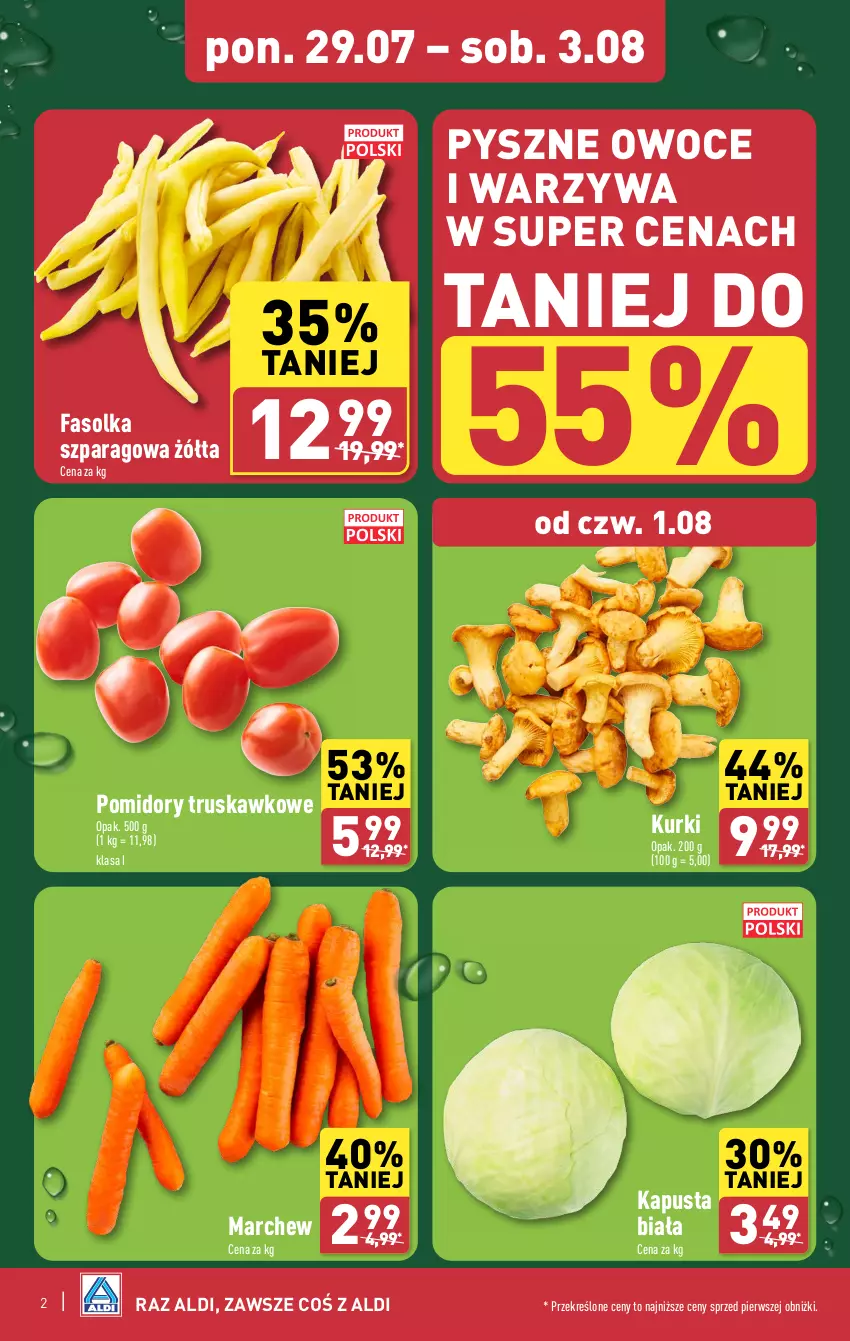 Gazetka promocyjna Aldi - Pełna oferta - ważna 29.07 do 03.08.2024 - strona 2 - produkty: Fa, Owoce, Pomidory, Warzywa