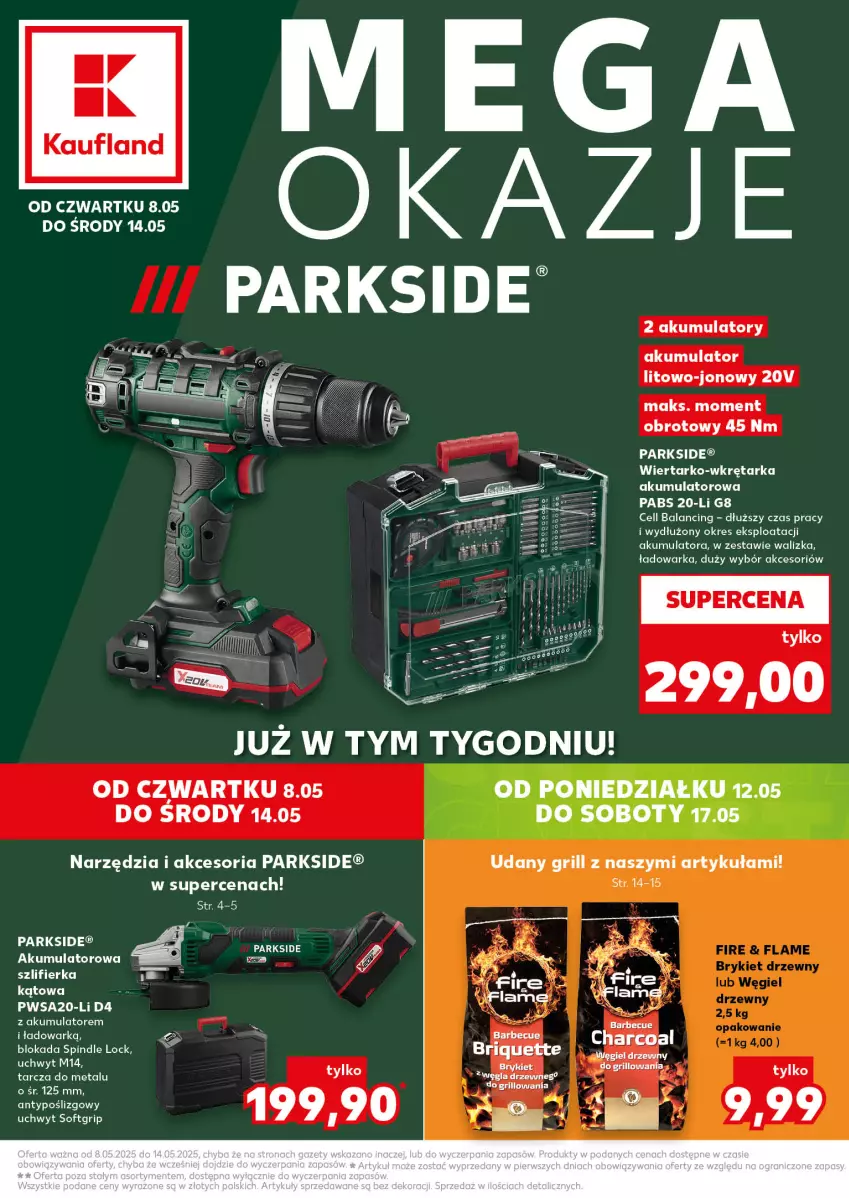 Gazetka promocyjna Kaufland - Kaufland - ważna 08.05 do 10.05.2025 - strona 1 - produkty: Akumulator, Fa, Grill, Parkside, Tarka, Waga, Walizka, Warka, Wkręt, Wkrętarka