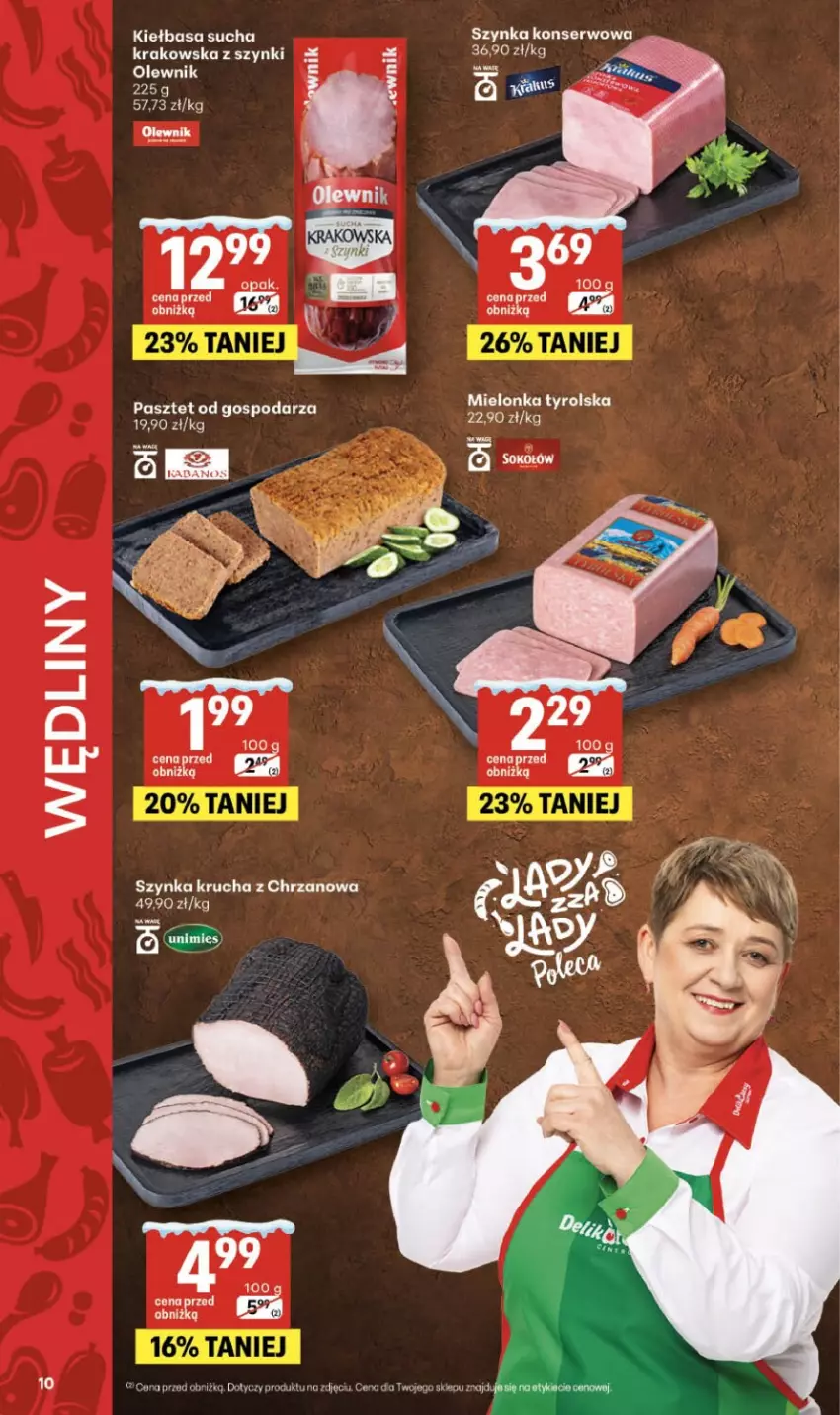 Gazetka promocyjna Delikatesy Centrum - Franczyza DC04 Czwartek - ważna 22.01 do 28.01.2026 - strona 10 - produkty: Chrzan, Kiełbasa, Mielonka tyrolska, Olewnik, Ser, Szynka, Szynka konserwowa