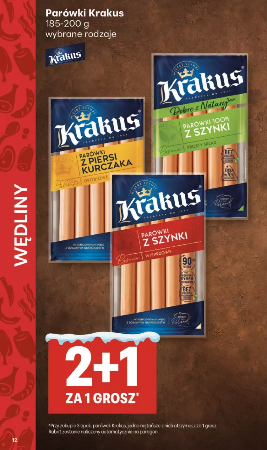 Gazetka promocyjna Delikatesy Centrum - Franczyza DC04 Czwartek - ważna 22.01 do 28.01.2026 - strona 12 - produkty: Krakus, Parówki