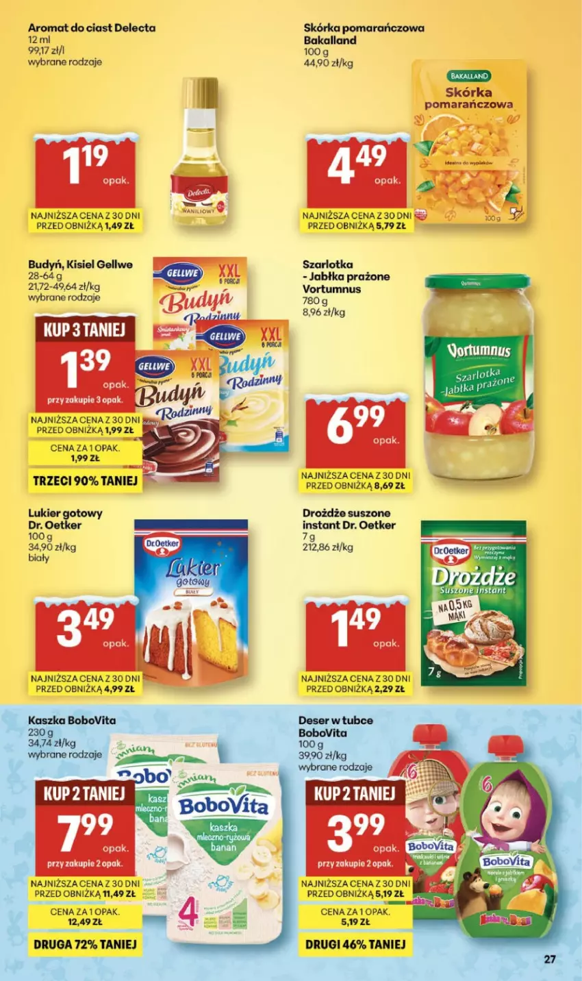 Gazetka promocyjna Delikatesy Centrum - Franczyza DC04 Czwartek - ważna 22.01 do 28.01.2026 - strona 27 - produkty: Bakalland, BoboVita, Budyń, Delecta, Deser, Dr. Oetker, Drożdże, Jabłka, Jabłka prażone, Kisiel, Ser, Szarlotka