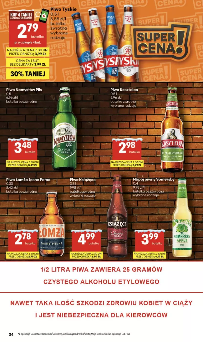 Gazetka promocyjna Delikatesy Centrum - Franczyza DC04 Czwartek - ważna 22.01 do 28.01.2026 - strona 34 - produkty: Fa, Gra, Kasztelan, Książęce, Namysłów, Napój, Piec, Piwa, Piwo, Rum, Somersby