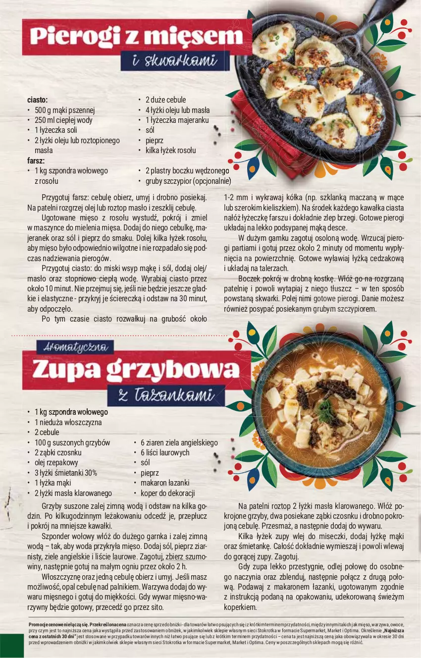 Gazetka promocyjna Stokrotka - Supermarket - ważna 19.03 do 25.03.2026 - strona 28 - produkty: Boczek, Cedzak, Fa, Grzyby, Kawa, Laur, LG, Makaron, Masło, Mięso, Nuty, Olej, Olej rzepakowy, Optima, Owoce, Pieprz, Pierogi, Sito, Sól, Szponder wołowy, Talerz, Top, Warzywa, Woda, Ziele angielskie, Zupa