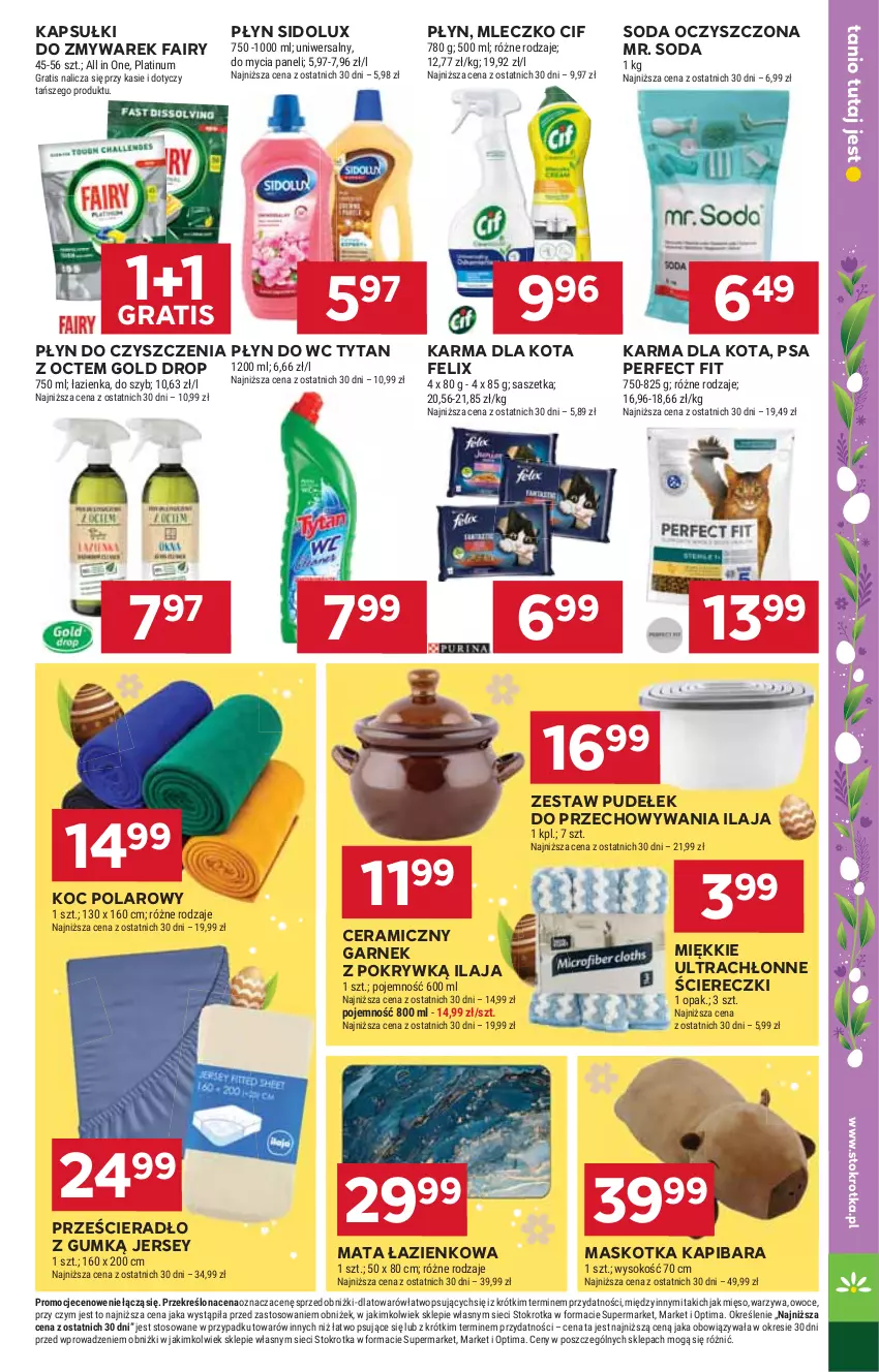 Gazetka promocyjna Stokrotka - Supermarket - ważna 19.03 do 25.03.2026 - strona 41 - produkty: Cif, Fa, Fairy, Felix, Garnek, Gra, Koc, Mata łazienkowa, Mięso, Mleczko, Optima, Owoce, Płyn do wc, Prześcieradło, Sidolux, Soda oczyszczona, Sok, Tytan, Warzywa