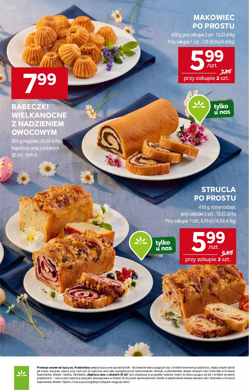 Gazetka promocyjna Stokrotka - Supermarket - ważna 19.03 do 25.03.2026 - strona 9 - produkty: Babeczki, Makowiec, Mięso, Optima, Owoce, Strucla, Warzywa