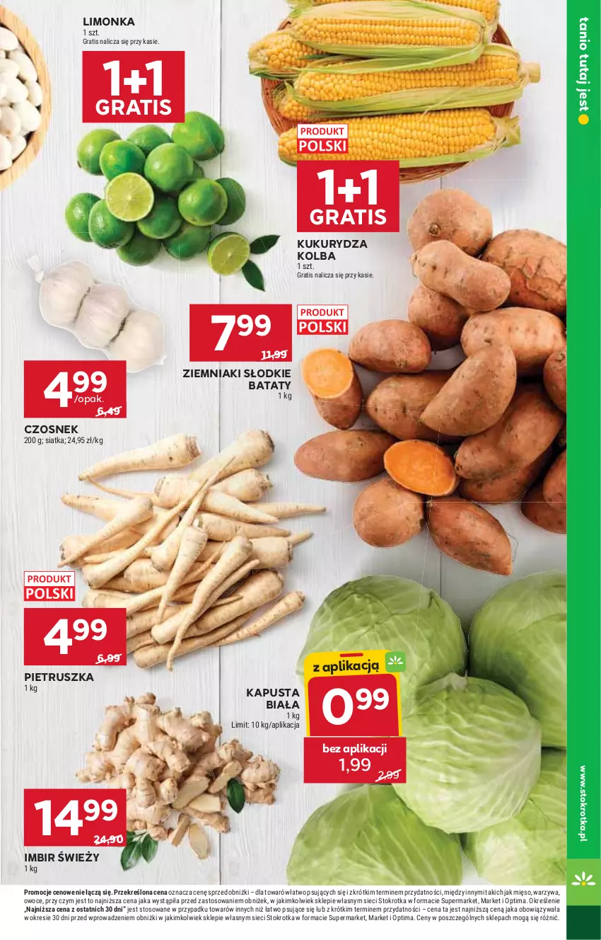 Gazetka promocyjna Stokrotka - Supermarket - ważna 01.10 do 07.10.2026 - strona 13 - produkty: Czosnek, Gra, Imbir, Kukurydza, Limonka, Mięso, Optima, Owoce, Pietruszka, Siatka, Warzywa, Ziemniaki