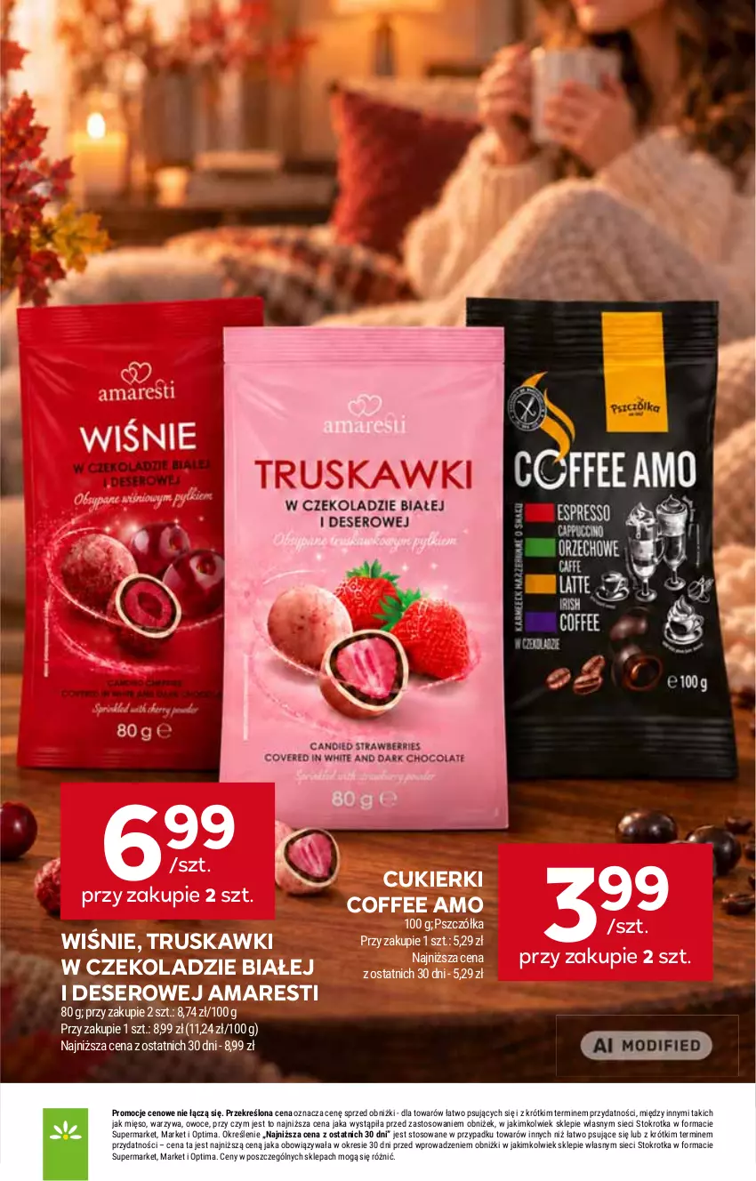 Gazetka promocyjna Stokrotka - Supermarket - ważna 01.10 do 07.10.2026 - strona 24 - produkty: Cukier, Cukierki, Deser, Mięso, Optima, Owoce, Ser, Truskawki, Warzywa