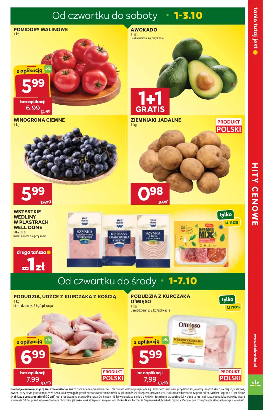 Gazetka promocyjna Stokrotka - Supermarket - ważna 01.10 do 07.10.2026 - strona 3 - produkty: Gra, Kurczak, Mięso, Optima, Owoce, Pomidory, Warzywa, Wino, Winogrona, Ziemniaki