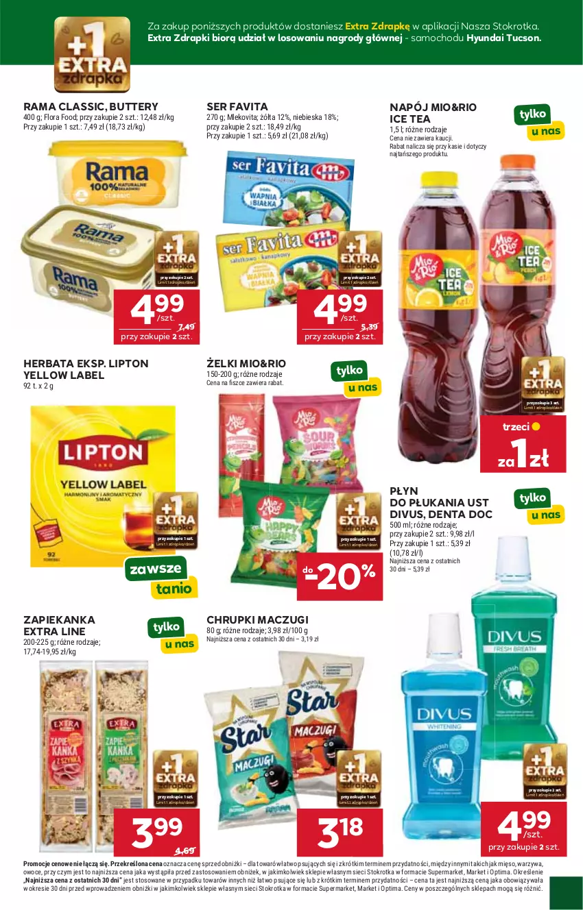 Gazetka promocyjna Stokrotka - Supermarket - ważna 01.10 do 07.10.2026 - strona 9 - produkty: Chrupki, Fa, Favita, Flora, Herbata, Ice tea, Lipton, Mięso, Mleko, Mlekovita, Napój, Optima, Owoce, Płyn do płukania, Rama, Ser, Warzywa, Zapiekanka