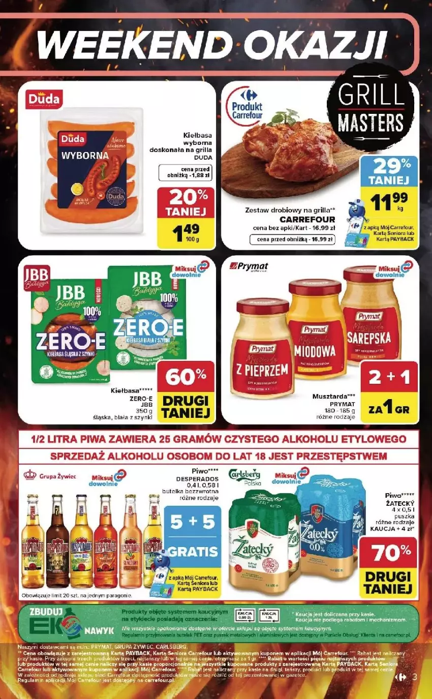 Gazetka promocyjna Carrefour - Gazetka Carrefour, Market w SUMIE od czwartku WEEKEND OKAZJI - ważna 02.07 do 04.07.2026 - strona 3 - produkty: Desperados, Duda, Fa, Grill, Kiełbasa, Mus, Musztarda, Piwo, Prymat