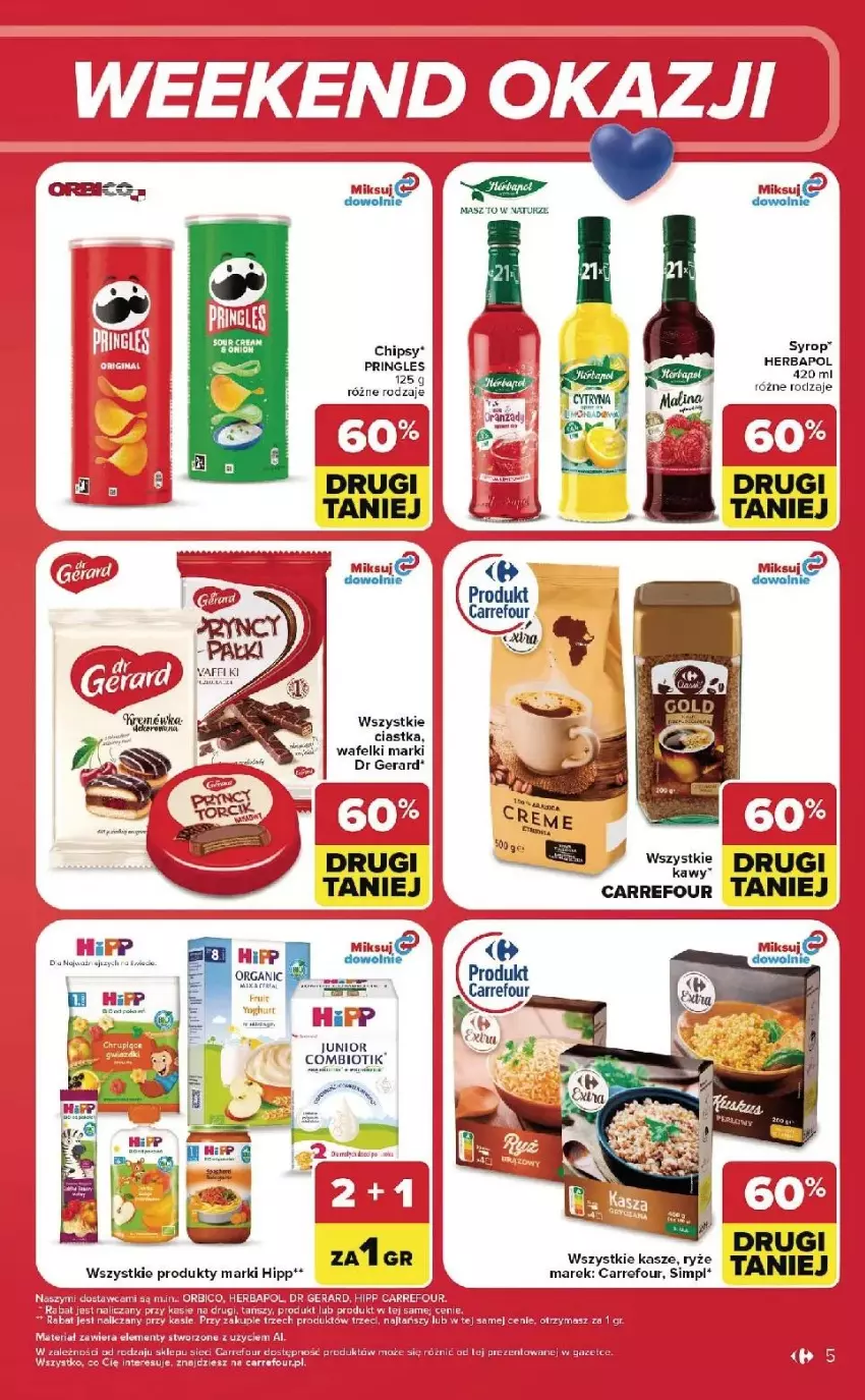 Gazetka promocyjna Carrefour - Gazetka Carrefour, Market w SUMIE od czwartku WEEKEND OKAZJI - ważna 02.07 do 04.07.2026 - strona 5 - produkty: Chipsy, Ciastka, Dr Gerard, Fa, Herbapol, HiPP, Pringles, Ryż, Syrop