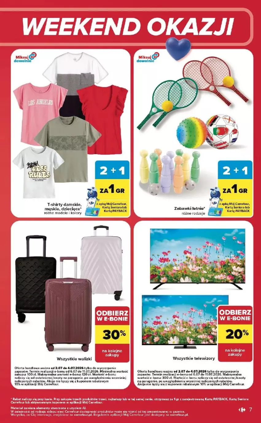 Gazetka promocyjna Carrefour - Gazetka Carrefour, Market w SUMIE od czwartku WEEKEND OKAZJI - ważna 02.07 do 04.07.2026 - strona 7 - produkty: Dzieci, Olej, T-shirt, Telewizor, Telewizory