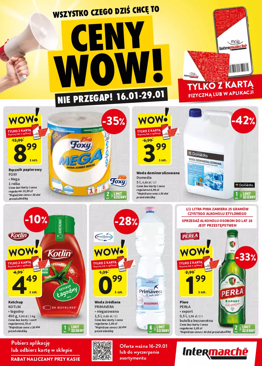 Gazetka promocyjna Intermarche - ważna 16.01 do 29.01.2025 - strona 2 - produkty: Foxy, Gra, Ketchup, Kotlin, LANA, Papier, Perła, Piwa, Piwo, Por, Prima, Primavera, Ręcznik, Woda