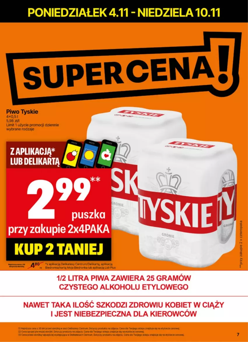 Gazetka promocyjna Delikatesy Centrum - NOWA GAZETKA Delikatesy Centrum od 4 listopada! 4-10.11.2024 - ważna 04.11 do 10.11.2024 - strona 7 - produkty: Piwo, Tyskie