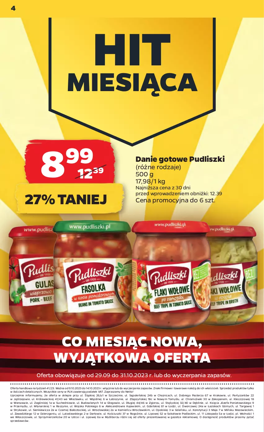 Gazetka promocyjna Netto - Akcesoria i dodatki - ważna 09.10 do 14.10.2023 - strona 4 - produkty: Danie gotowe, Fa, Kujawski, Podlaski, Pudliszki, Sok, Stock, Top