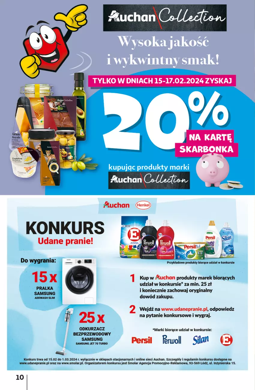 Gazetka promocyjna Auchan - Gazetka z MAŁĄ CENKĄ dźwigniesz więcej! Hipermarket Auchan - ważna 15.02 do 21.02.2024 - strona 10 - produkty: Gin, Gra, Odkurzacz, Persil, Samsung