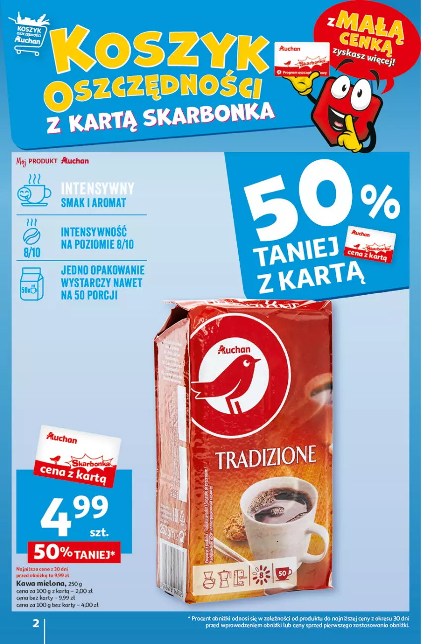 Gazetka promocyjna Auchan - Gazetka z MAŁĄ CENKĄ dźwigniesz więcej! Hipermarket Auchan - ważna 15.02 do 21.02.2024 - strona 2 - produkty: Kawa, Kawa mielona