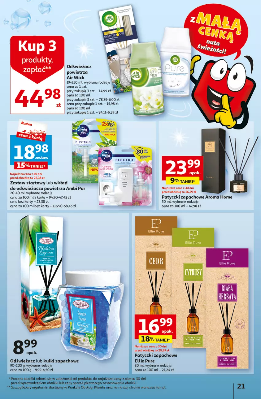 Gazetka promocyjna Auchan - Gazetka z MAŁĄ CENKĄ dźwigniesz więcej! Hipermarket Auchan - ważna 15.02 do 21.02.2024 - strona 21 - produkty: Air Wick, Ambi Pur, Odświeżacz powietrza, Pur