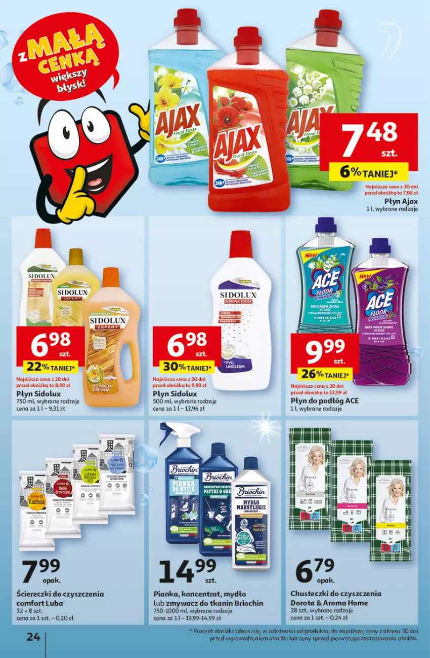 Gazetka promocyjna Auchan - Gazetka z MAŁĄ CENKĄ dźwigniesz więcej! Hipermarket Auchan - ważna 15.02 do 21.02.2024 - strona 24 - produkty: Ajax, Chusteczki, Chusteczki do czyszczenia, Kuchnia, Mydło, Sidolux, Top