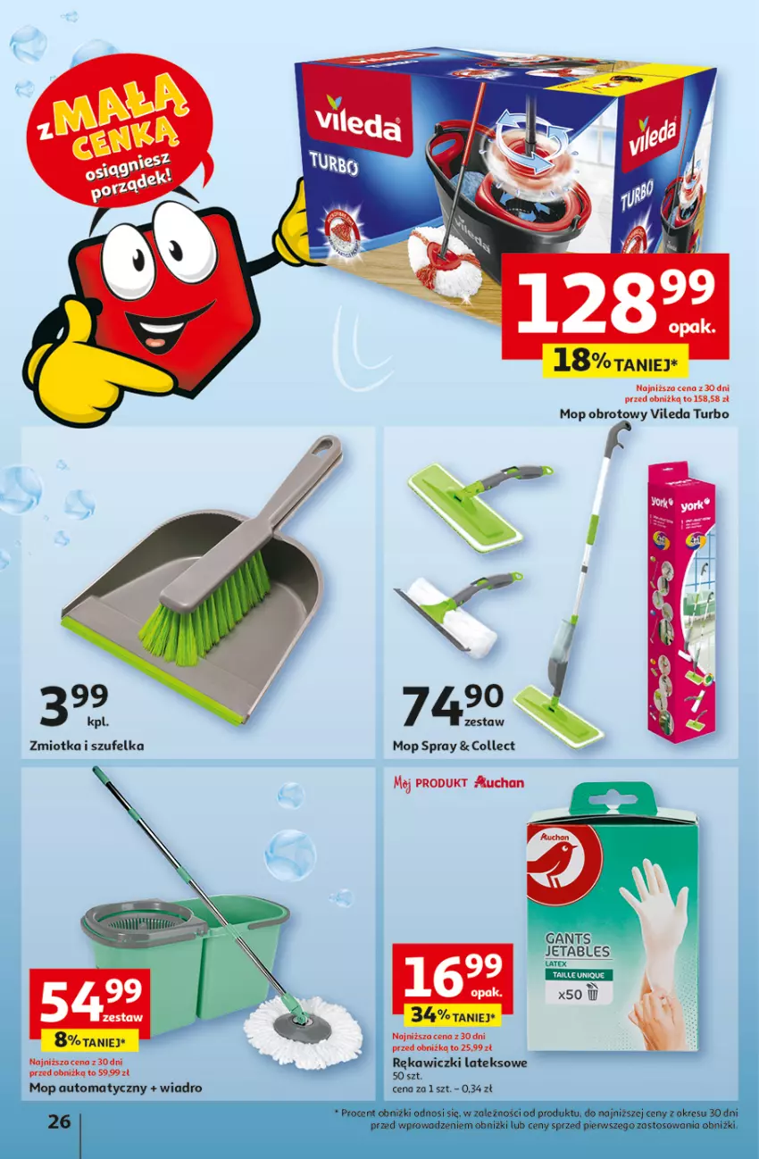 Gazetka promocyjna Auchan - Gazetka z MAŁĄ CENKĄ dźwigniesz więcej! Hipermarket Auchan - ważna 15.02 do 21.02.2024 - strona 26 - produkty: Mop, Szufelka, Vileda, Wiadro