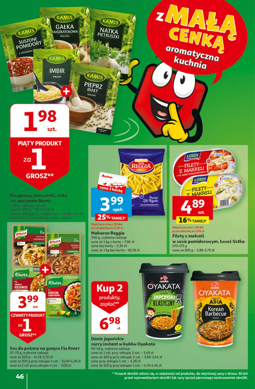 Gazetka promocyjna Auchan - Gazetka z MAŁĄ CENKĄ dźwigniesz więcej! Hipermarket Auchan - ważna 15.02 do 21.02.2024 - strona 46 - produkty: Chia, Kamis, Knorr, Makaron, Przyprawy, Sos